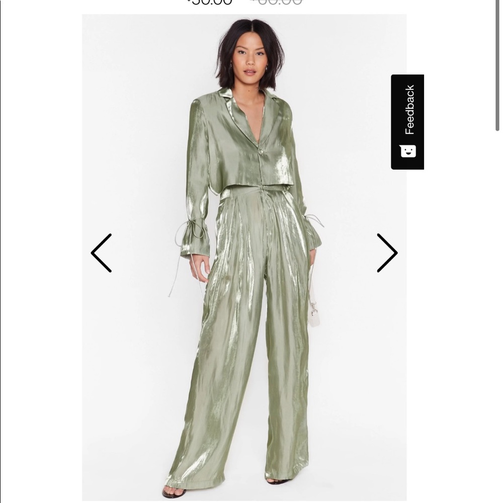 Nasty gal satin metallic set